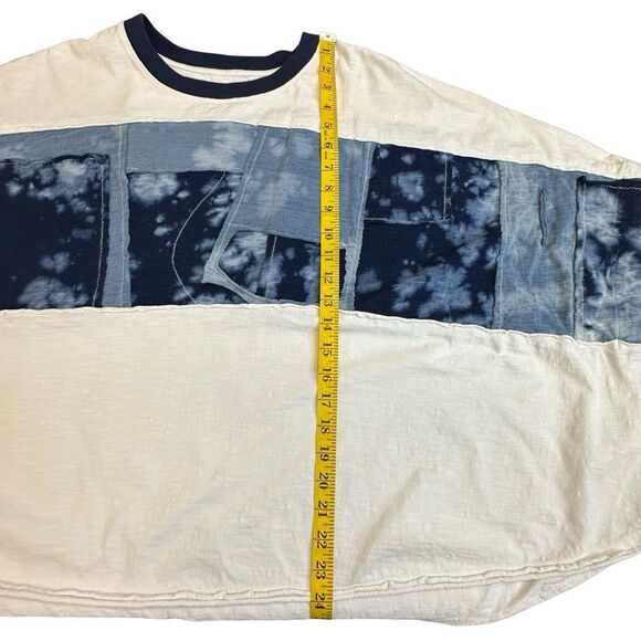 WE THE FREE Free People Patched Up White & Blue T Shirt Size Medium - Picture 8 of 13